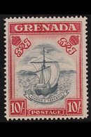 1938-50 10s Slate-blue & Bright Carmine Narrow Frame Perf 14 Blurred Centre 10/9/43 Printing (SG 163b, MP CW 25), Superb - Granada (...-1974)