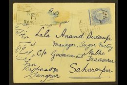 JHIND 1910 (14 Nov) Registered Cover From Sangrur To Saharanpur Bearing KEVII 2a6p Ultramarine (SG 47), Fine Marginal Ex - Andere & Zonder Classificatie