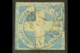 NAPLES 1860 ½t Blue, "Cross Of Savoy", Sass 16, Collectable Used Stamp With Good Colour And Neat Cancel But Repaired At  - Non Classificati