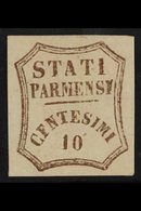 PARMA - PROVISIONAL GOVERNMENT 1859 10c Brown, Variety "CFNTESMI" For "CENTESIMI," Sassone 14e (SG 29),mint No Gum, Good - Non Classificati