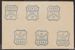 PARMA FORGERIES. 1859 20c Blue (as Sassone 15) Tête Bêche Block Of 6 On Ungummed Paper. (6 Stamps) For More Images, Plea - Ohne Zuordnung