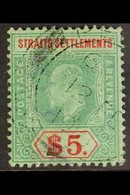 1906-12 $5 Green And Red On Green, SG 167, Neat Penang Cds Used. For More Images, Please Visit Http://www.sandafayre.com - Autres & Non Classés
