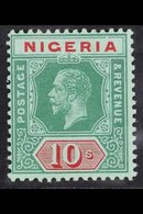 1914-29 10s Green And Red On Blue-green With Blue-green Back, SG 11a, Never Hinged Mint. For More Images, Please Visit H - Nigeria (...-1960)