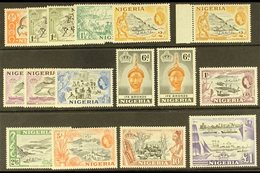 1953-59 Complete Definitive Set, SG 69/80, Very Fine Mint, Including A Range Of Shades And Dies Plus 2d Slate-violet Wit - Nigeria (...-1960)
