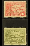 1925 10s Dull Rose And £1 Dull Olive Green, Native Village, SG 135/6, Fine And Fresh Mint. (2 Stamps) For More Images, P - Papúa Nueva Guinea
