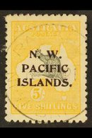 NWPI 1915-16 5s Grey & Yellow Roo Watermark W5 Overprint, SG 92, Very Fine Used With 'socked On The Nose' Rabaul Cds Can - Papúa Nueva Guinea