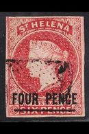 1863 4d Carmine Imperf With Bar 15½-16½mm, SG 5, Fine Used With Four Margins And Neat Cancel. For More Images, Please Vi - Saint Helena Island