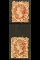 1863 1d Lake & 1d Brownish Lake, Both With Reversed Watermarks, SG 5ax, SG 5bx, Mint (2 Stamps) For More Images, Please  - St.Lucia (...-1978)