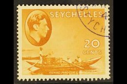 1938-49 20c Brown-ochre Chalky Paper 'HANDKERCHIEF' FLAW Variety, SG 140ab, Superb Cds Used, Very Fresh. For More Images - Seychellen (...-1976)