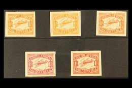1929 1s Airmail IMPERFORATE COLOUR TRIALS Printed On The Back Of Obsolete Government Land Charts - The Complete Set Of F - Unclassified