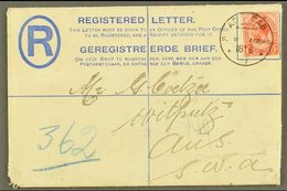 1917 (18 Jun) 4d Blue Registered Envelope To Aus Uprated With 1d Union Stamp Tied By Fine "AR OAB" Altered German Cds Po - Zuidwest-Afrika (1923-1990)