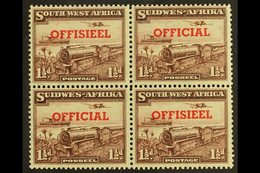 OFFICIAL 1951-2 1½d TRANSPOSED OVERPRINTS In A Block Of Four, SG O25a, Top Pair Lightly Hinged, Lower Pair Never Hinged  - Zuidwest-Afrika (1923-1990)