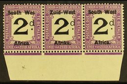 POSTAGE DUES 1923 2d Black And Violet, Marginal Strip Of 3, One Showing Variety "Wes For West", SG D3a, Very Fine NHM. F - South West Africa (1923-1990)