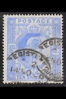 1902-10 10s Ultramarine, De La Rue Printing, SG 265, Good Used With Lovely Fresh Colour And Small Oval Registered Cancel - Unclassified