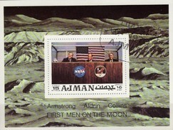 Astronaut Aldrin Apollo 11 USA Raumfahrt-Projekt 1971 Ajman Block 272 O 2€ Crew Mond-Flug Bloc Ss NASA Sheet Bf VAE - America Del Nord