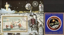 Kopplung 1975 Ä.Guinea 623 Out Block 181+Sharjah Bl.111 **/o 9€ Gold USA/USSR Wappen Blocs S/s Flag Sheets Bf Space - Sammlungen