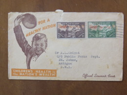 New Zealand 1946 Cover To Antigua - Soldier Helping Child - Children Health - Lettres & Documents