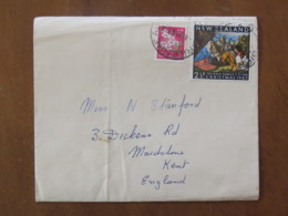 New Zealand 1963 Cover To England - Flowers - Christmas Painting Titian - Storia Postale