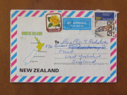 New Zealand 1980 Ilistrated Folded Aerogramme To England - Rose Flower - Commonwealth Parliament - Cartas & Documentos