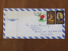 New Zealand 1981 Cover To England - Rose Flower - Christmas Paintings Marco D'Oggiono - Flowers - Briefe U. Dokumente