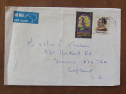 New Zealand 1981 Cover To England - Christmas Flowers - Maori Leader - Brieven En Documenten