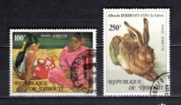 DJIBOUTI PA  N° 125 + 126   OBLITERES  COTE  4.00€   PEINTRE TABLEAUX GAUGUIN DURER - Djibouti (1977-...)