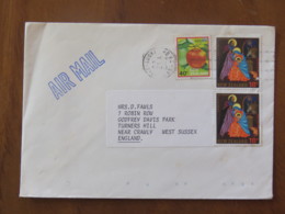 New Zealand 1985 Cover Auckland To England - Christmas Painting - Apple - Briefe U. Dokumente