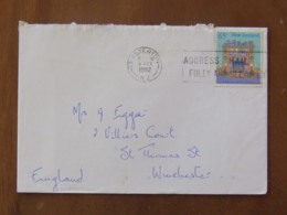 New Zealand 1992 Cover Masterton To England - Christmas Fireplace Stockings - Lettres & Documents