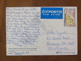 New Zealand 1998 Postcard "Sunken Gardens Marine Parade Napier" To Scotland - Ship - Briefe U. Dokumente
