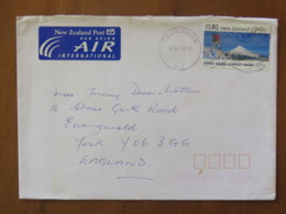 New Zealand 2000 Cover Tauranga To England - Mt. Taranaki - Egmont - Alpinism (stamp Damaged In Corner) - Storia Postale