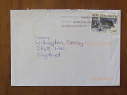 New Zealand 2008 Cover To England - Road Sign In Snow - Cartas & Documentos