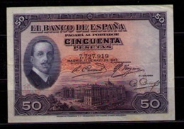 BILLETE DE 50 PESETAS DE 1927 ALFONSO XIII - EXCELENTE CONSERVACION - (SIN SELLO REPUBLICA) - 50 Peseten