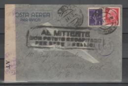 ITALIA 1941 - Lettera Posta Aerea Per AOI Verificata Per Censura Non Recapitata Per Eventi Bellici              (g6084) - Marcophilia (AirAirplanes)