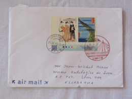 Japan 2013 Bridge Cancel On Cover To Nicaragua - Women Traditional Costumes - Umbrella - Cartas & Documentos