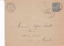 Enveloppe Sage 15 C Bleu J94 Repiquage Henry De Martin Oblitérée - Buste Ristampe (ante 1955)