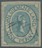 Tasmanien: 1853, 1d Blue With Large Margins All Round, A Very Fine Copy With Light Cancellation - Cartas & Documentos