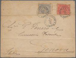 Ägypten: 1872 Third Issue (1st Printing) 20pa. Blue Along With 1pi. Rose On 1877 Cover From Cairo To - 1866-1914 Khédivat D'Égypte