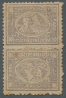 Ägypten: 1874-75, 10pa Grey-lilac Two Tete-beche Pairs In Different Perforations, Mint Orig.gum (one - 1866-1914 Khedivate Of Egypt