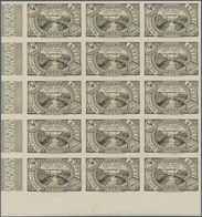 Äthiopien: 1931, Definitives ¼g. Olive-brown, Imperforate Marginal Block Of 15 From The Lower Left C - Ethiopia