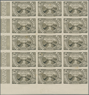 Äthiopien: 1931, Definitives ¼g. Olive-brown, Imperforate Marginal Block Of 15 From The Lower Left C - Ethiopie
