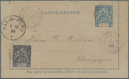 Benin: 1899 Postal Stationery Lettercard From Grand Popo/ Dahomey Via Agoué To Klein-Popo/Dahomey - Benin - Dahomey (1960-...)