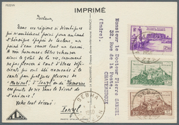Fezzan: 1950, 1fr. Brown, 1.50fr. Green And 2.50fr. Violet, Attractive Franking On Ppc With Comprehe - Cartas & Documentos