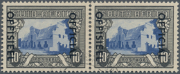 Südafrika - Dienstmarken: 1950, Groot Constantia 10s. Blue And Charcoal Horiz. Pair With 'OFFICIAL/O - Officials