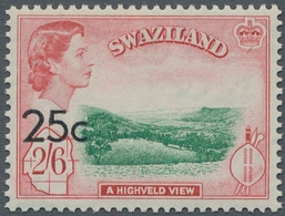 Swaziland: 1961, Surcharge New Currency, 25c. On 2s.6d In Scarce Type II Bottom Left; Mint Never Hin - Swaziland (...-1967)