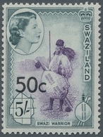 Swaziland: 1961, Surcharge New Currency, 50c. On 5s. In Scarce Type III; Mint Never Hinged In Very F - Swaziland (...-1967)