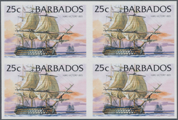 Barbados: 1994/1999. IMPERFORATE Block Of 4 (type I Without Year) For The 25c Value Of The Definitiv - Barbades (1966-...)