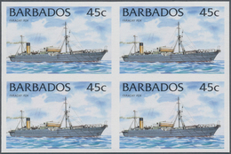Barbados: 1994/1999. IMPERFORATE Block Of 4 (type I Without Year) For The 45c Value Of The Definitiv - Barbades (1966-...)