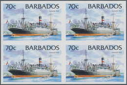 Barbados: 1994/1999. IMPERFORATE Block Of 4 (type I Without Year) For The 70c Value Of The Definitiv - Barbades (1966-...)