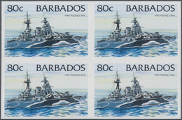 Barbados: 1994/1999. IMPERFORATE Block Of 4 (type I Without Year) For The 80c Value Of The Definitiv - Barbados (1966-...)