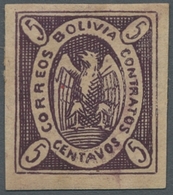 Bolivien: 1868; Freimarke "Condor Im Oval" 5 C. Violett Ungebraucht Mit Originalgummierung; Farbfris - Bolivien